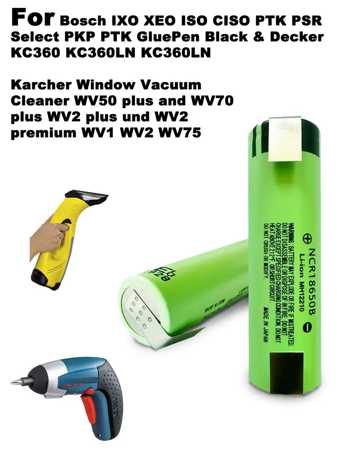 Batterie 3, 6 V pour aspirateur de vitres Karcher WV50 Plus et WV70