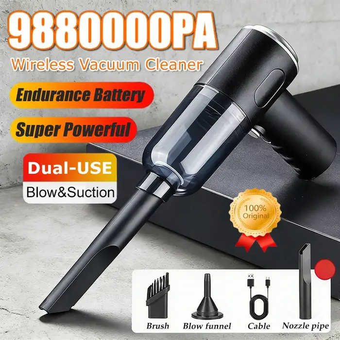 Aspirateur 9880000PA 120W sans fil, super puissant, 2 en 1, humide et sec, double usage, portable, a