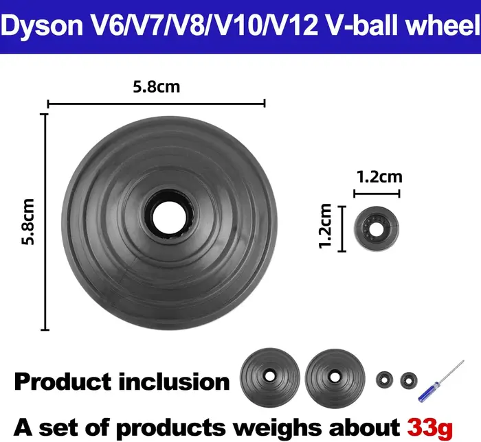 Roue à billes en V pour aspirateur Dyson V6 V7 V8 V10 V11 V12 DC58 DC59 DC62 DC74