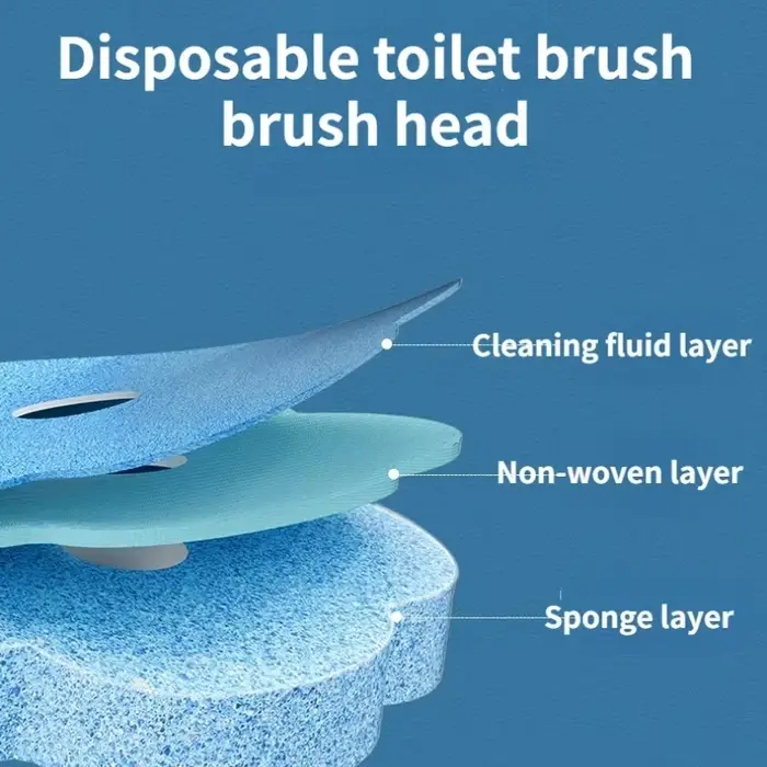 1 ensemble de nettoyeur de brosse de toilette jetable blanc avec Long manche avec tête