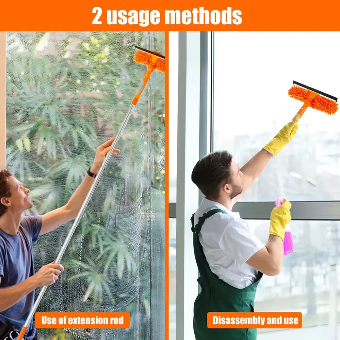 Ensemble d'outils de nettoyage de vitres extensibles 180 ° Vadrouille de fenêtre rotative à Long manche, essuie-glace domestique, brosse de nettoyage de la poussière, nouveau