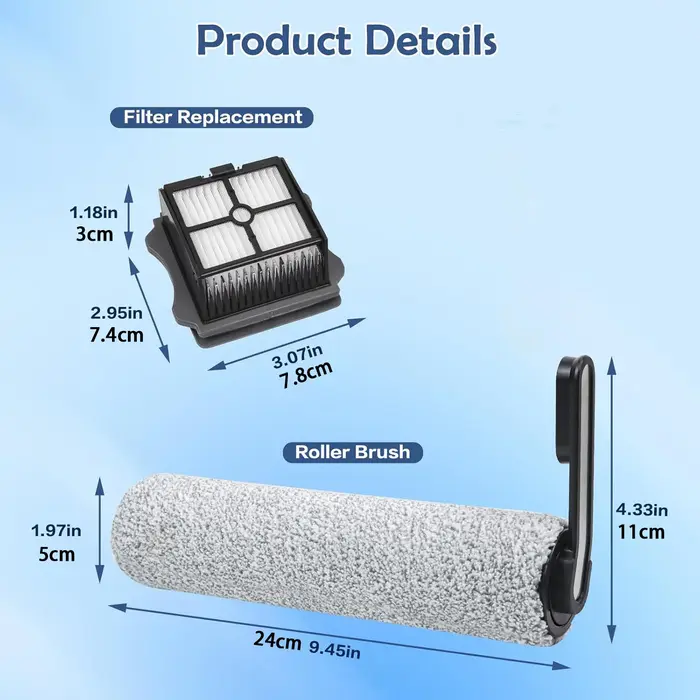 Ensemble de 4 pièces (2 rouleaux brosse + 2 filtres) pour Tineco Floor One S5/S5 Combo/S5 Pro