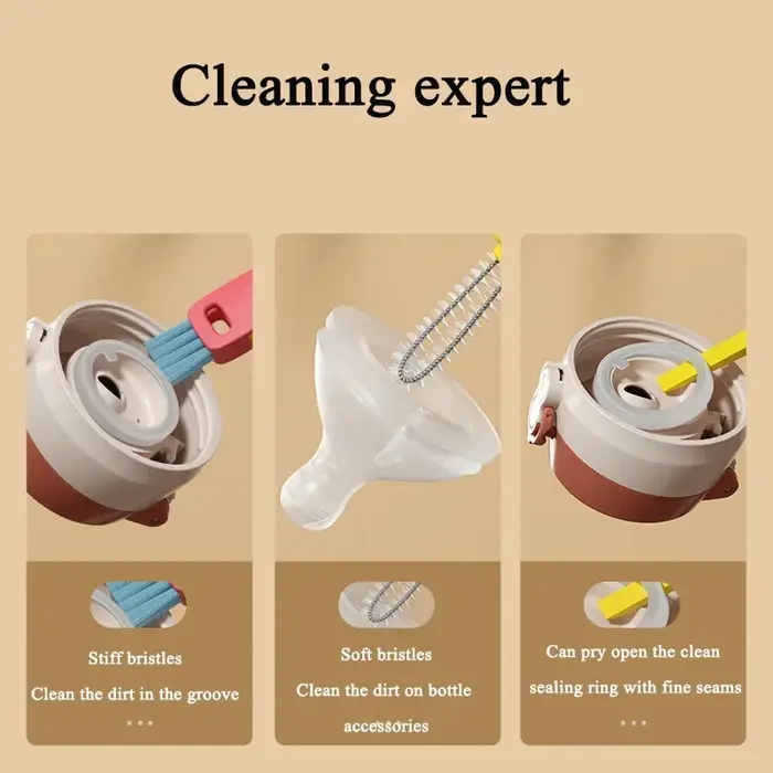 3 en 1 mignon pétale tasse couvercle brosse de nettoyage ensemble Mini
