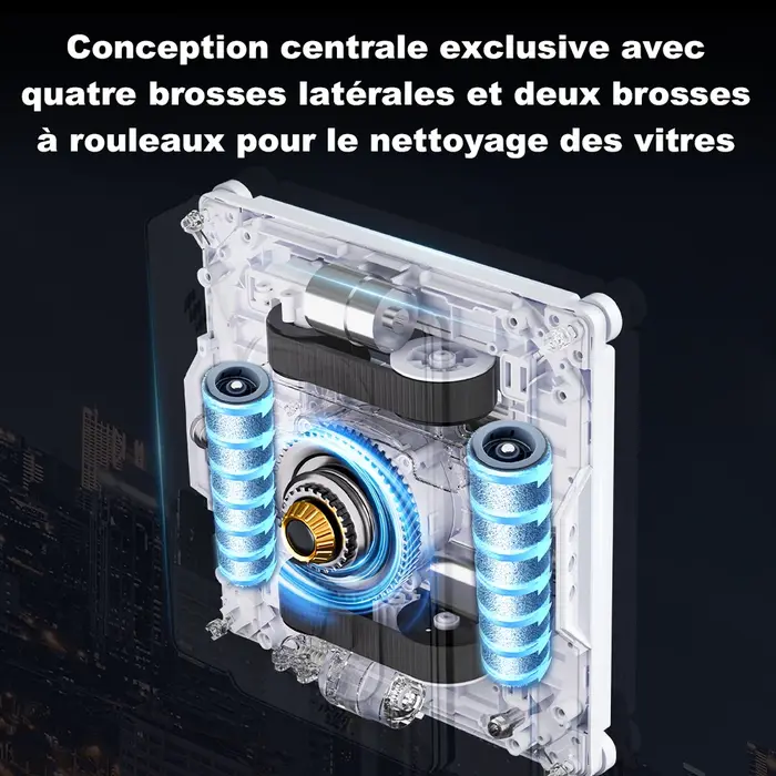 Robot lave-vitres Liectroux S9, 2 brosses rotatives, pulvérisation pompe 6 buses, moteur sans balais, aspiration 10000Pa, 4 brosses d’angle,vitres sans cadre, 8 microrupteurs, appli & télécommande, al