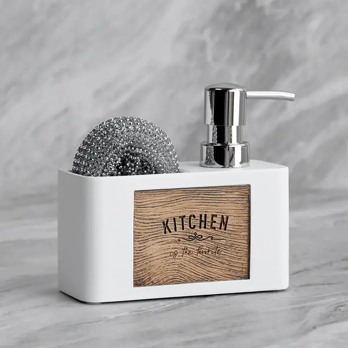 Distributeur de savon de cuisine avec porte-éponge