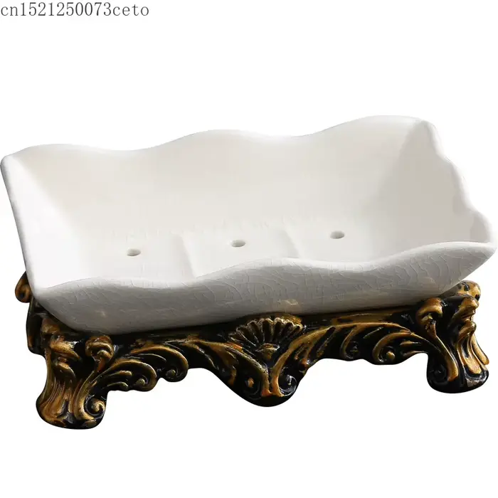 Porte-savon en céramique salle de bains 2 grilles boîte à savon Drain