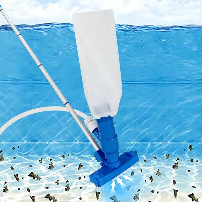 Kit de nettoyage de bassin portable professionnel avec brosse, poignée, tête d'aspiration désinfectante et filet filtrant pour piscine