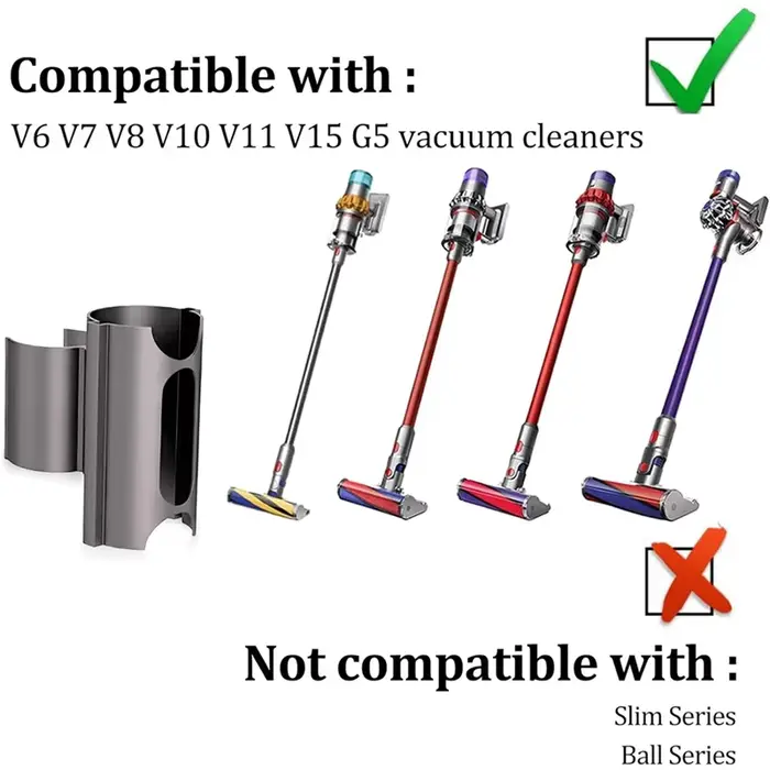 Support d'aspirateur pour Dyson V6 V7 V8 V10 V11 V15 G5 Installation sans effort 360 ° Clip pour outil rotatif