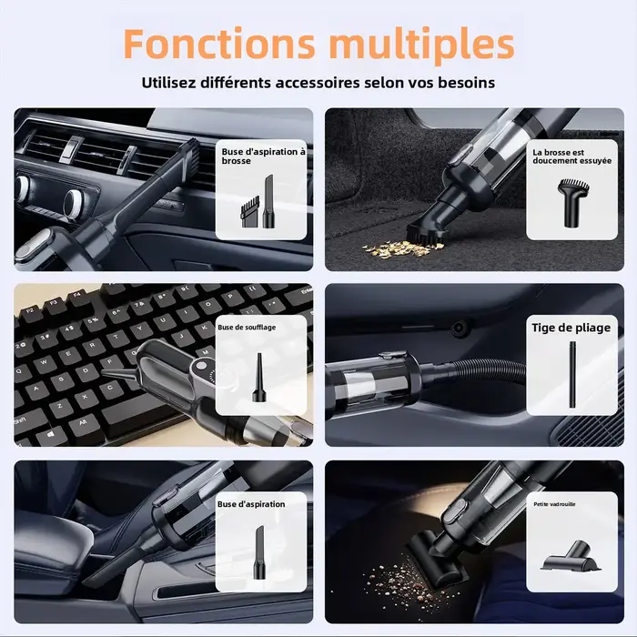 Aspirateur portatif sans fil, dépoussiérage à un bouton, double fonction d'aspiration et de soufflage, haute puissance, nettoyage portable