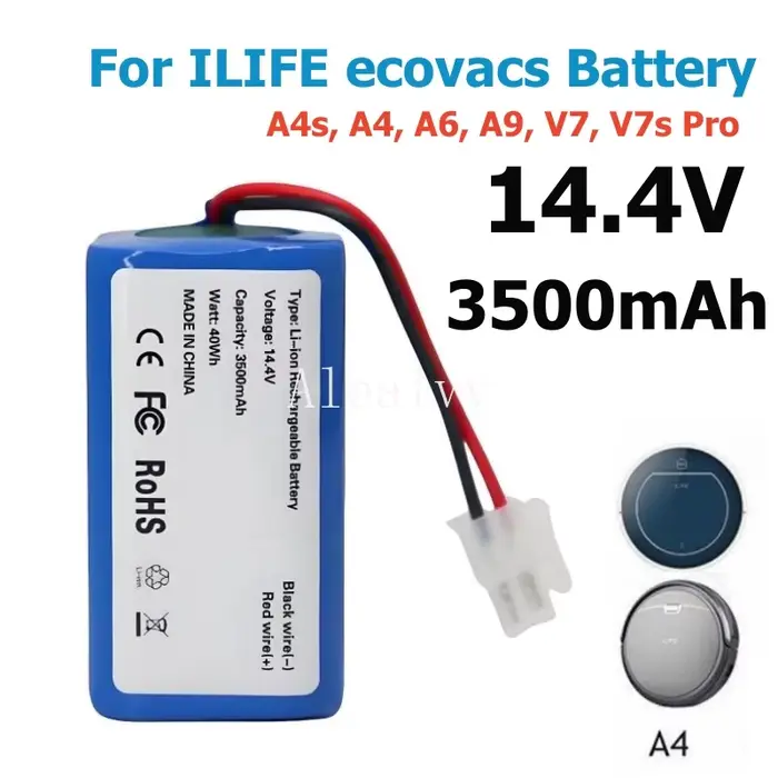 Batterie pour aspirateur ILIFE A4 A4s Pro A6 A7 A8 A9 V7 V7s Plus W400 W450 X620 Ecovacs Deebot CEN550/660 CR120