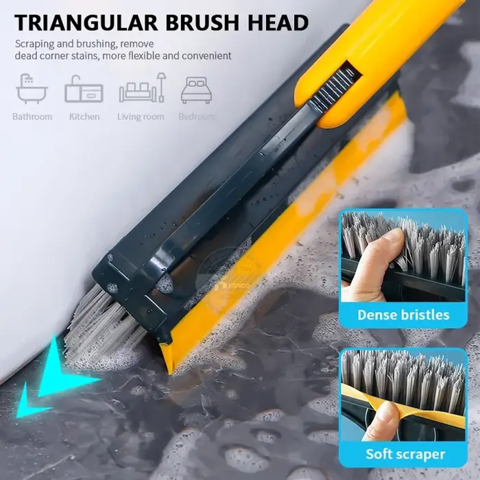 Brosse de nettoyage de sol 2-en-1 avec manche long