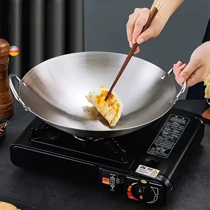 Grand Wok en acier inoxydable