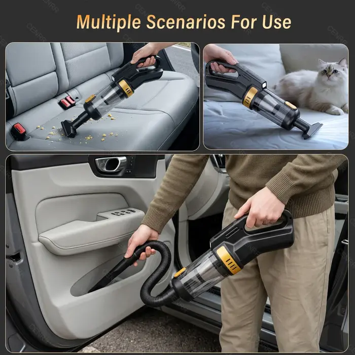 Aspirateur de voiture puissant CENRR, mini aspirateur portable sans fil pour la maison, souffleur manuel, aspirateur pour poils d'animaux.