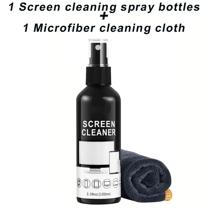 Kit de pulvérisation de nettoyant pour écran, Spray nettoyant pour lunettes et chiffon de nettoyage 