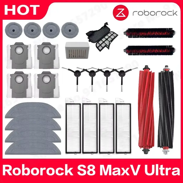 Pièces détachées pour robot aspirateur Roborock S8 MaxV Ultra : brosses latérales principales