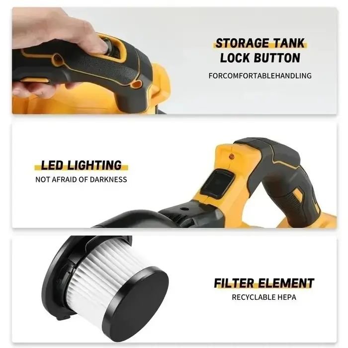 Aspirateur DCV501 adapté aux coins difficiles d'accès, aux maisons, aux tapis et aux autres lieux nécessitant un nettoyage, compatible avec la batterie Dewalt