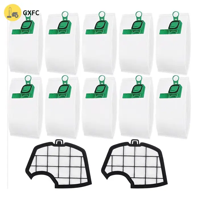 Sacs d'aspirateur pour Vorwerk Kobold VK140 VK150 FP140 FP150 avec 2 filtres, 10 pièces