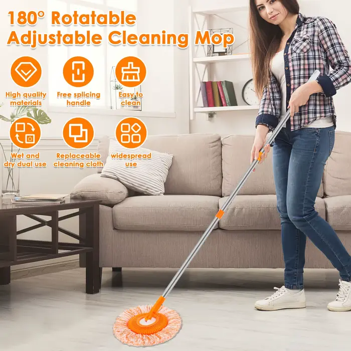 Ensemble de vadrouilles rondes rotatives en microfibre