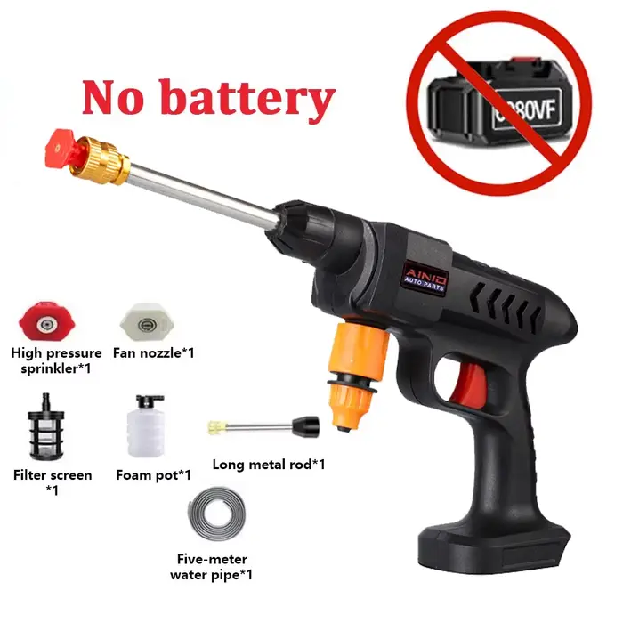 Nouveau pistolet de lavage de voiture sans fil haute pression, auto-amorçant, 300W, pour le nettoyag