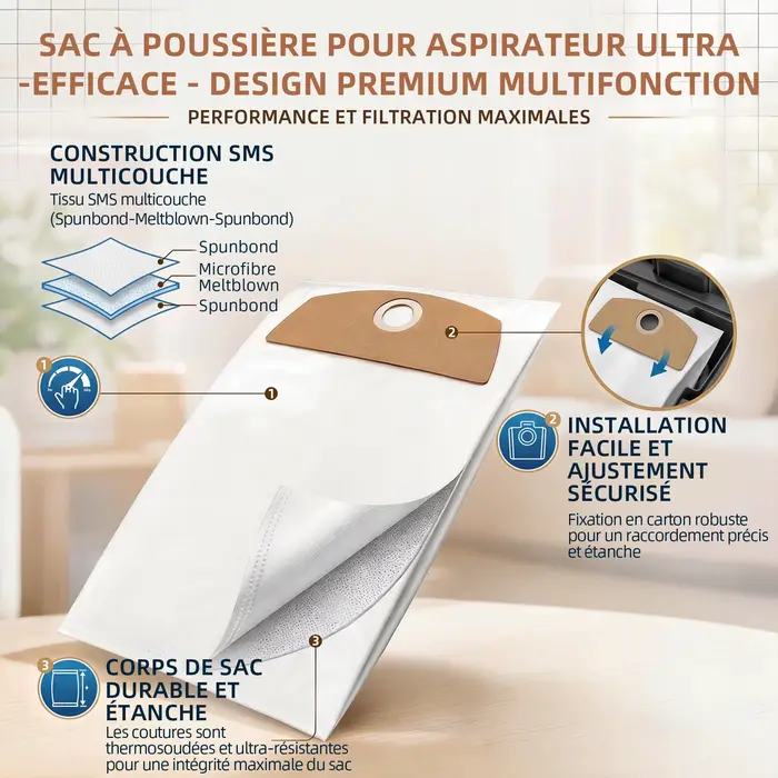 Sacs d'aspirateur pour Bosch GAS 18V-6 LS Professional