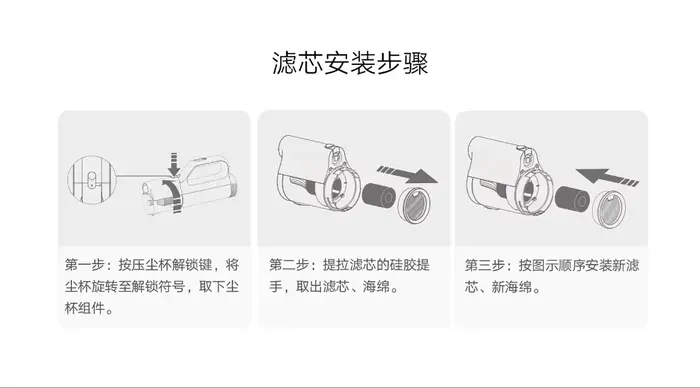 Xiaomi Mijia filtre d'aspirateur de voiture forte aspiration trois-en-un collecteur de poussière profonde