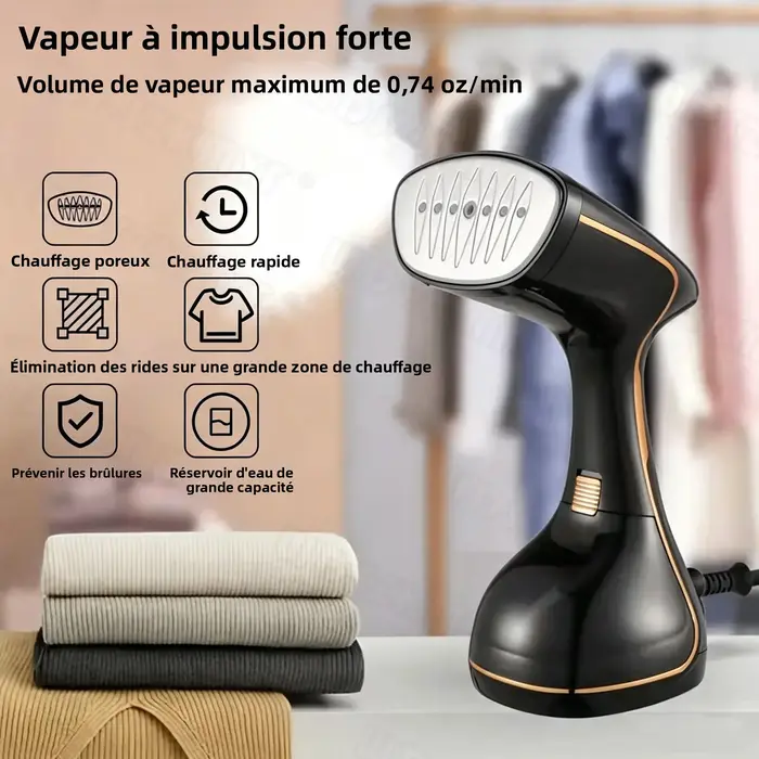 NOUVEAU Fer à vapeur portatif 1780W, générateur de vapeur chaude 320ML, défroisseur portable pour vêtements, idéal pour la maison et les voyages.