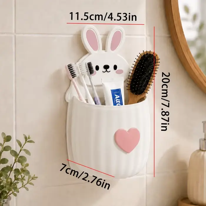 Support mural pour brosse de toilette sans perçage avec un design mignon de dessin animé pour les salles de bain