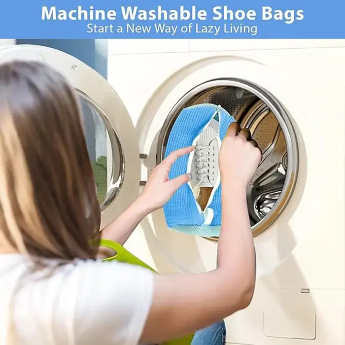 Sac de lavage de chaussures en fibre moelleuse 360 degrés en polyester réutilisable pour nettoyage en machine protection durable et style moderne