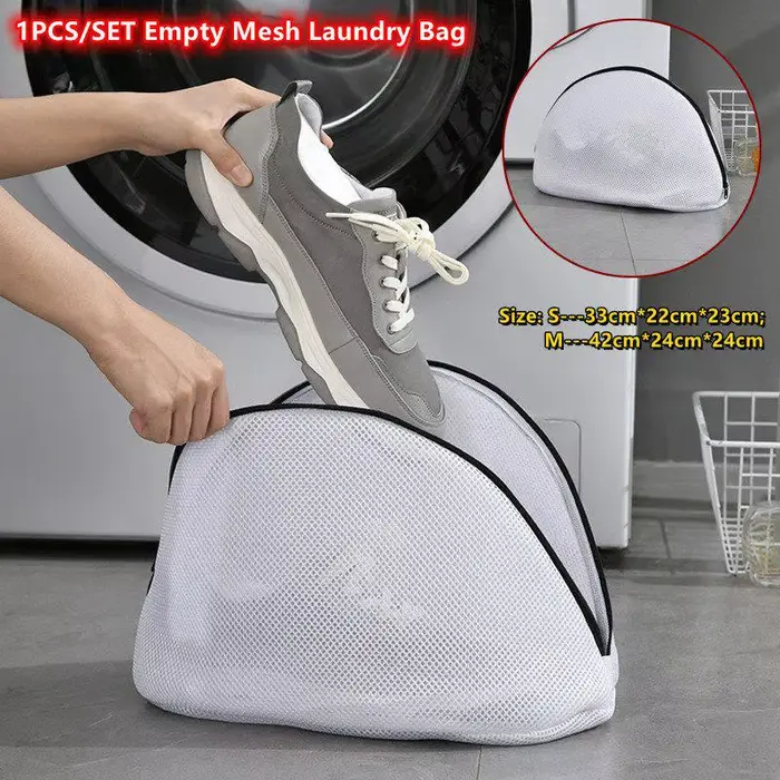 Sac à linge en maille, 1 pièce, sac de lavage de chaussures à fermeture éclair