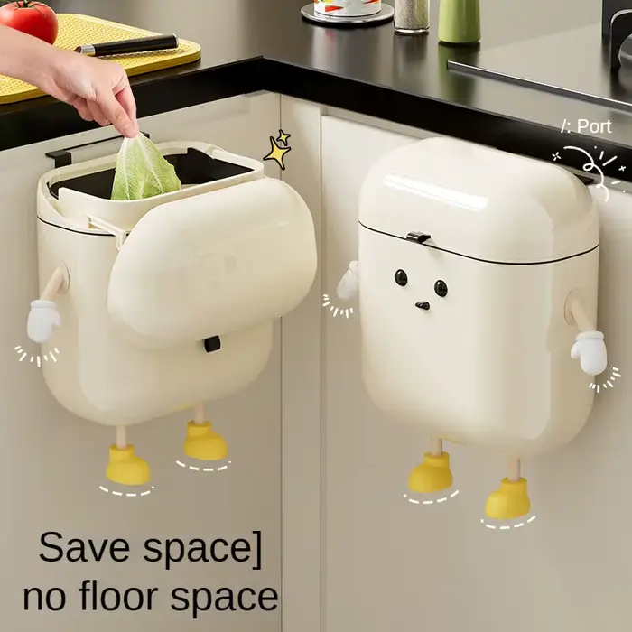 Poubelle murale DIY 9L/12L couleur crème avec couvercle pour déchets alimentaires et salle de bain