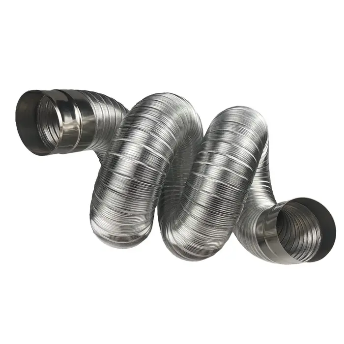 Tuyau Semi-flexible en aluminium de 70mm 1m avec connecteur en acier inoxydable, Tube d'échappement de fumée pour chauffe-eau/conduit de Ventilation de salle de bains