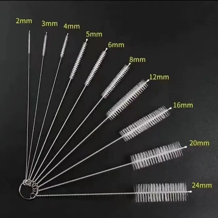 Brosse de nettoyage de bouteilles, ensemble de 10 pièces, brosse à cheveux douce en acier inoxydable