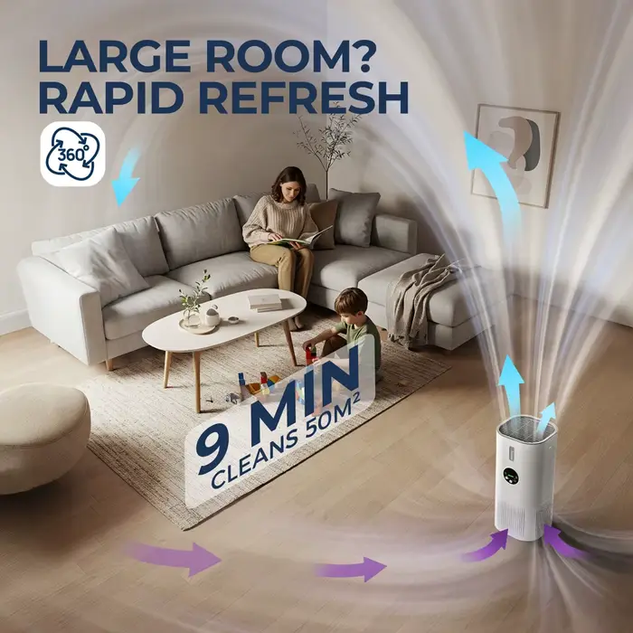 Purificateur d'air 2 en 1 avec humidificateur combiné pour les allergies à la maison et les poils d'animaux
