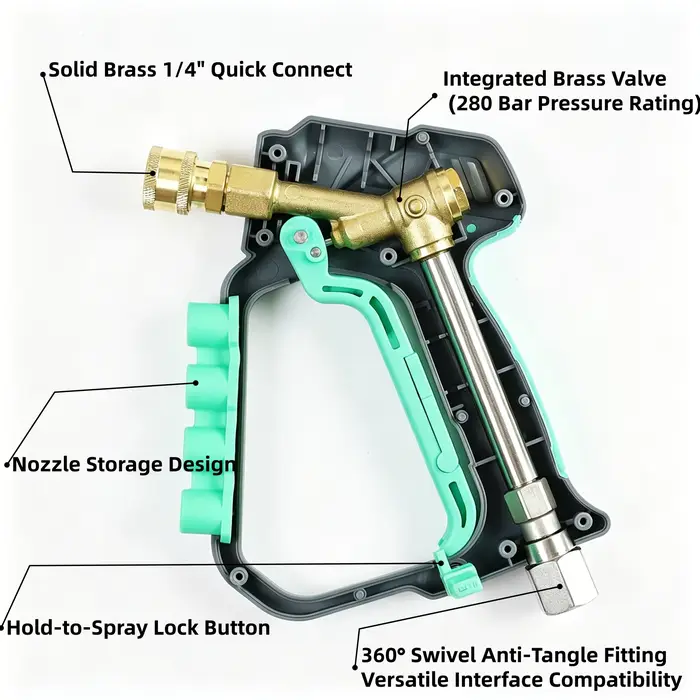 Pistolet de lavage haute pression avec 4 buses colorées