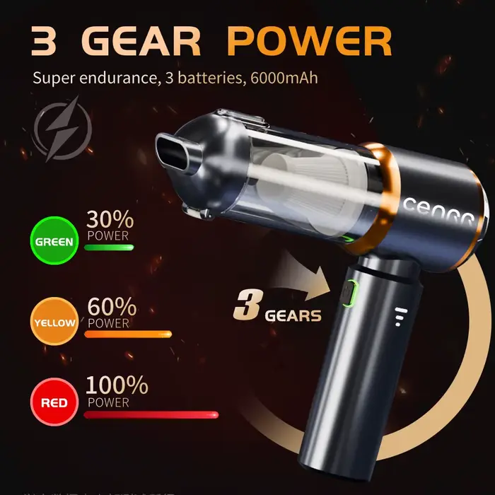 CENRR Mini aspirateur de voiture sans fil puissant nettoyeur
