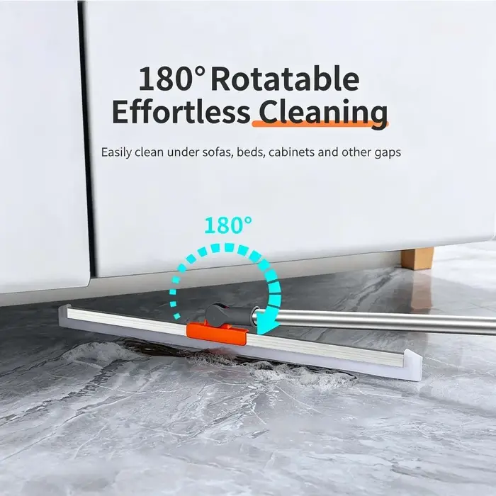 Balai serpillère télescopique multifonctionnel magique avec lame en silicone de 35-48 cm de large pour salle de bain, fenêtres, vitres, douche et dépoussiéreur de cuisine