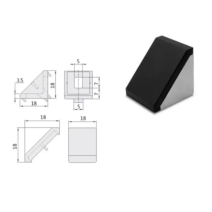 Lot de 10 coins de raccordement en aluminium recouvert, code 203040, connexion fixe à angle droit, a