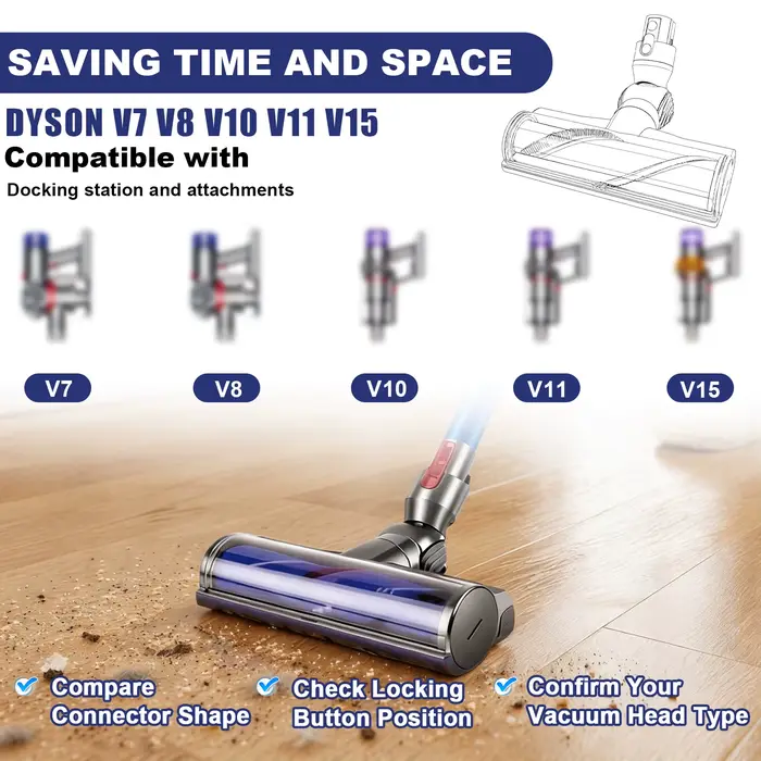 Tête de brosse à entraînement direct pour aspirateur Dyson V7 V8 V10 V11 V15