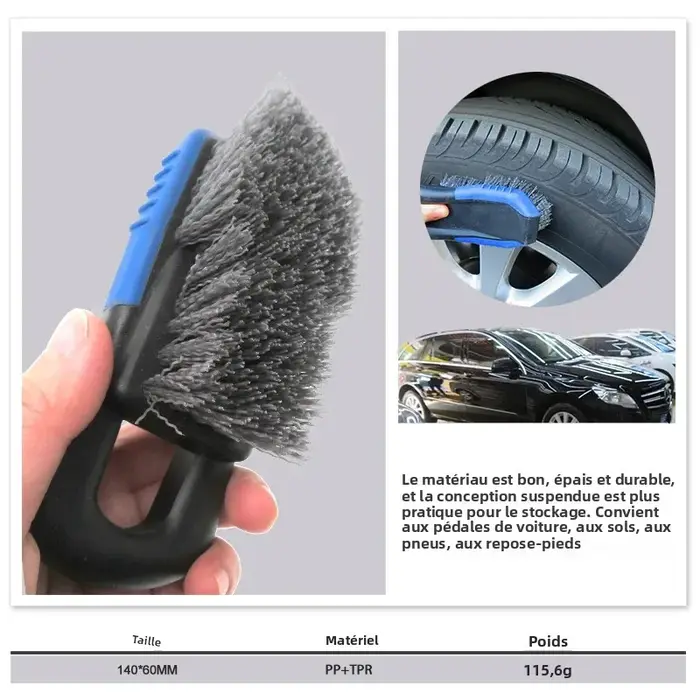 Brosse de pneu de tapis de voiture et nettoyeur de tissus d'ameublement, épurateur de brosse de tapis pour siège intérieur de voiture, nettoyeur de tissu pour taches, épilateur