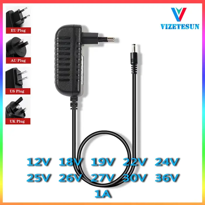 Cordon d'alimentation pour aspirateur robot 12V 18V 19V 22V 24V 25V 26V 27V 30V 36V 1A 1000MA, charg