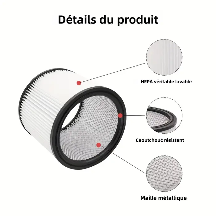 HOME TIMES 90304 Filtre de remplacement pour aspirateurs secs/humides Shop Vac 90304