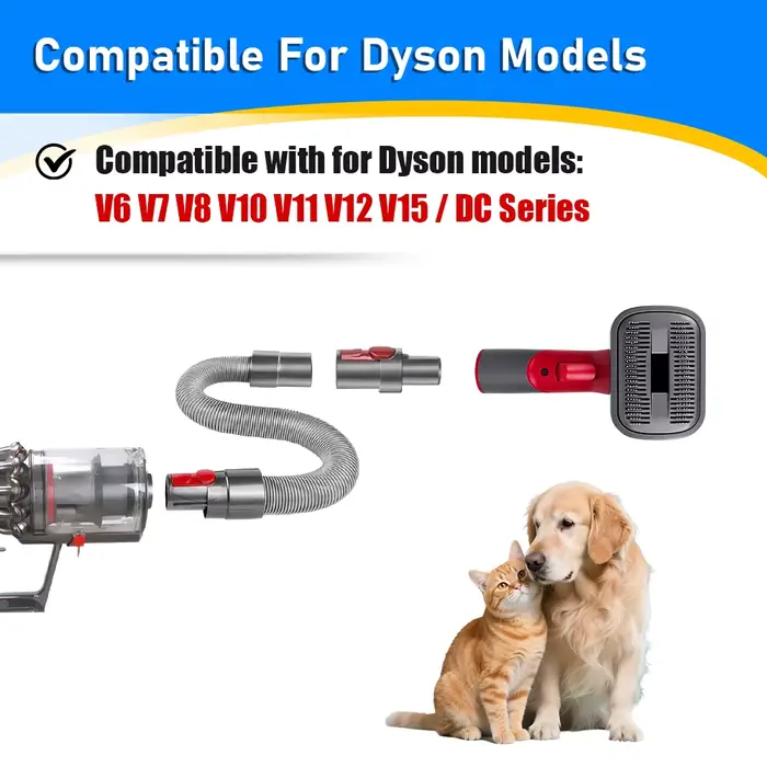 Kit de brosse sous vide 2 en 1 pour poils de chien, pour toilettage et perte, pour Dyson V6 V7 V8 V10 V11 V15, élimine les poils amples, outil d'épilation des poils d'animaux