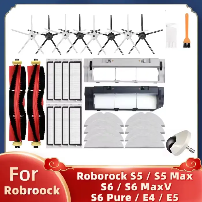 Filtre de vadrouille à brosse latérale principale pour aspirateur Robot Roborock E3 E4 E5 S4 S4 Max S5 Max pour Xiaomi Mijia 1S SDJQR01RR SDJQR02RR