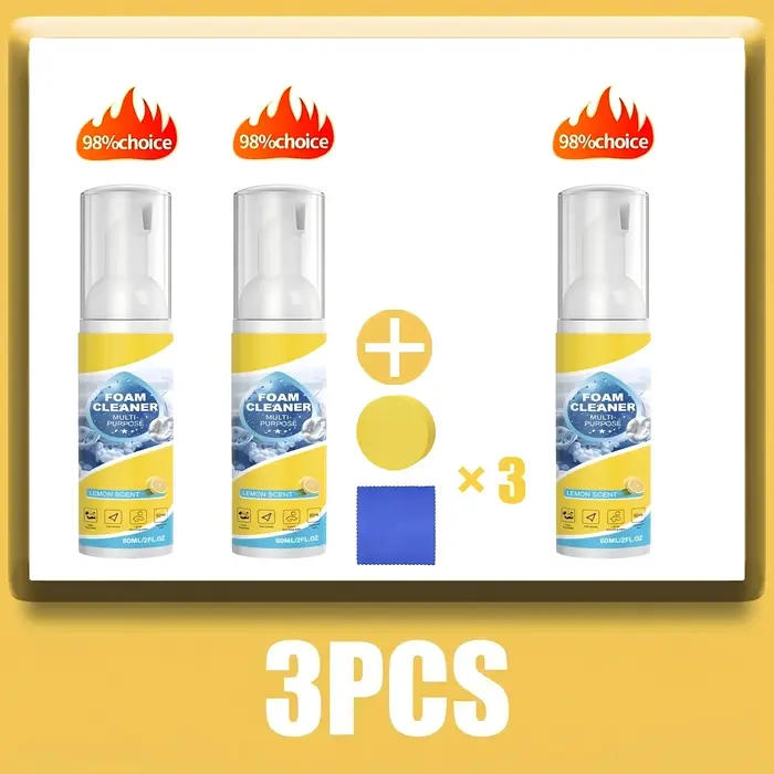 Nettoyant moussant multi-usages 2-en-1 pour sièges de voiture et éliminateur de taches sur tissus