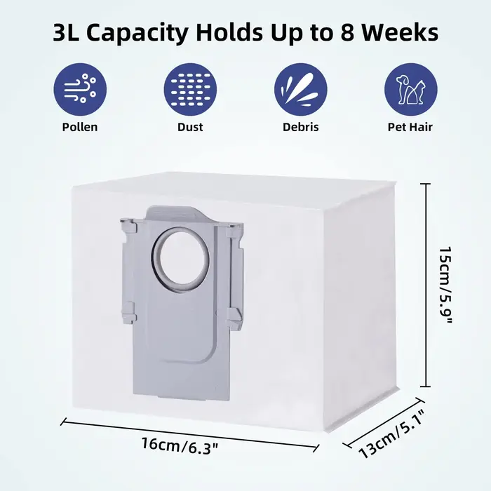 Sac à poussière de remplacement pour aspirateur Roborock S8 + / S8 Pro Ultra / S7 MaxV Ultra / S7 Pr