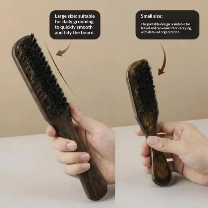 Brosse à barbe en poils de sanglier avec manche en bois
