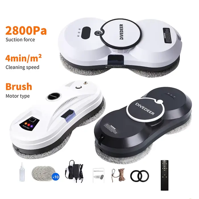 DIVEDEER robot de nettoyage de vitres 5600PA grande aspiration électrique spray