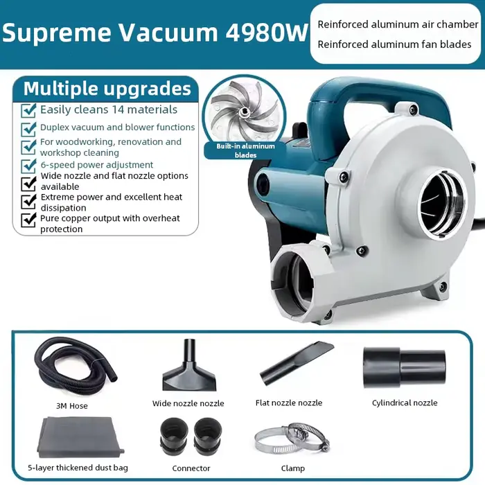 Extracteur de poussière d'aspirateur industriel à haute aspiration avec sac pour la rénovation de la