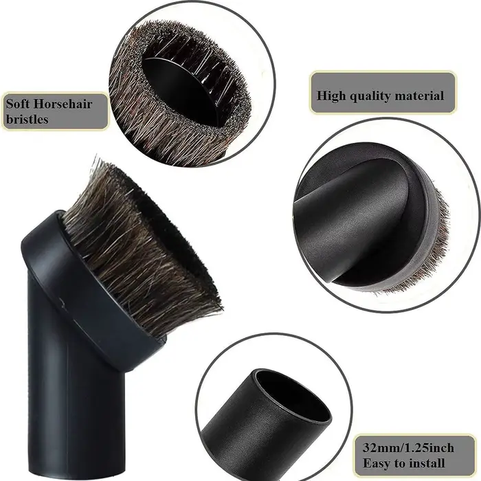 Tête de brosse ronde en crin de cheval pour aspirateur domestique