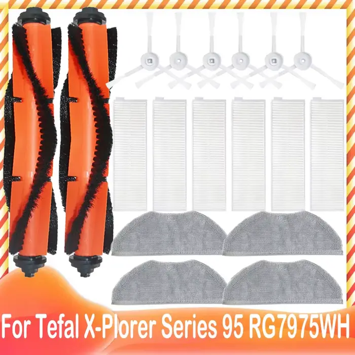 Pour Rowenta Tefal x-plorer série 95 Animal RG7975WH RG7987WH rouleau principal brosse latérale filtre Hepa vadrouille tissu accessoires